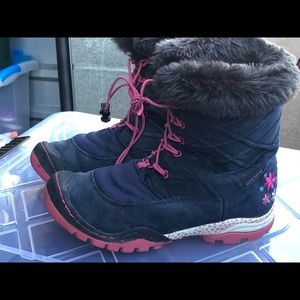 Jambu KD Girls Gray Pink Blue Suede Faux Fur Boots